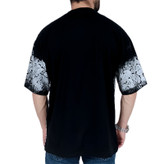 خرید اقساطی تیشرت آستین کوتاه مردانه باکسی مشکی طرح دو رنگ