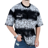 تیشرت آستین کوتاه مردانه باکسی مشکی طرح دو رنگ | خرید در وایت رز