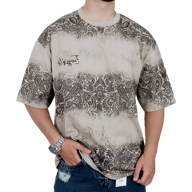 خرید تیشرت قواره باکسی کرم