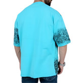 تیشرت آستین کوتاه مردانه باکسی آبی آسمانی طرح دو رنگ