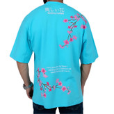 تیشرت آستین کوتاه آبی طرح شکوفه | تیشرت مناسب بهار وتابستان