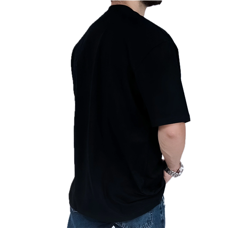 تیشرت آستین کوتاه مشکی طرح پلنگ صورتی