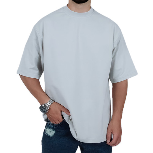 خرید تیشرت تیشرت ساده آستین کوتاه مردانه استخوانی طرح بیسیک