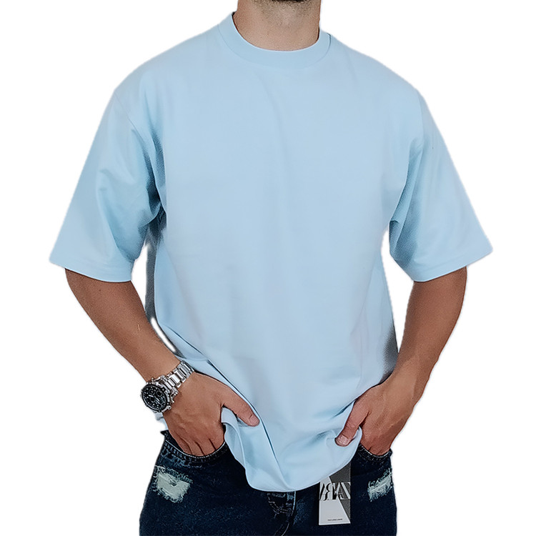 خرید تیشرت ساده آستین کوتاه مردانه آبی آسمانی طرح بیسیک