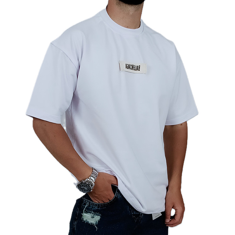 تیشرت ساده آستین کوتاه مردانه سفید مدل کنفی باکسی