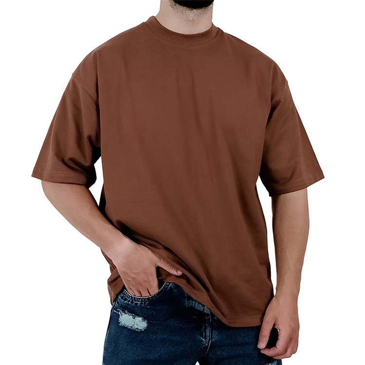 خرید تیشرت ساده | تیشرت ساده قهوه ای|تیشرت دو نخ