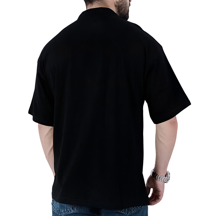 تیشرت نیم زیپ مشکی ساده