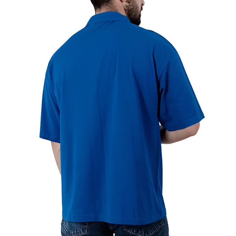 تیشرت نیم زیپ آبی مردانه