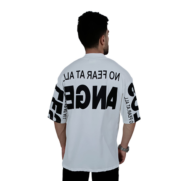 تیشرت آستین کوتاه مردانه سفید طرح LA