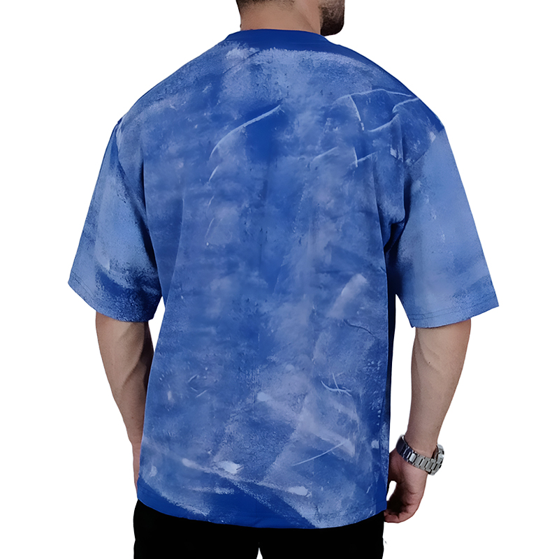 خرید اقساطی تیشرت آستین کوتاه مردانه آبی شالی طرح BB