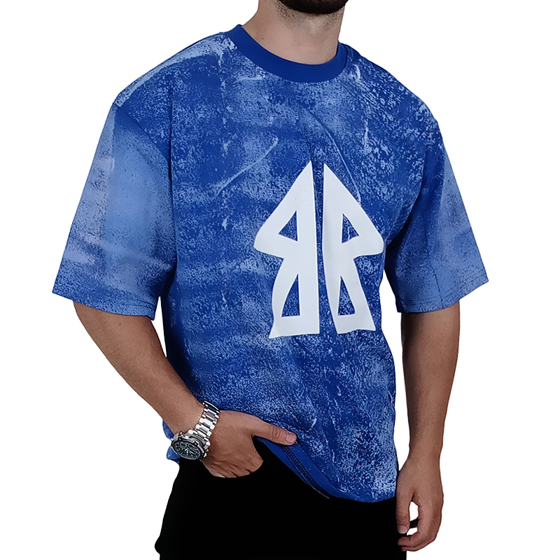 خرید تیشرت آستین کوتاه مردانه آبی شالی طرح BB