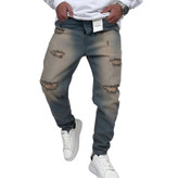 خرید شلوار جین مام فیت مردانه آبی طرح کاستوم دارای زاپ