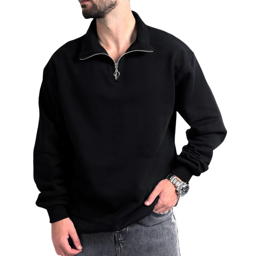 دورس 3 نخ تمام پنه مشکی مدل نیم زیپ