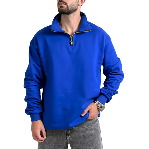 خرید دورس یقه نیم زیپ آبی ترند