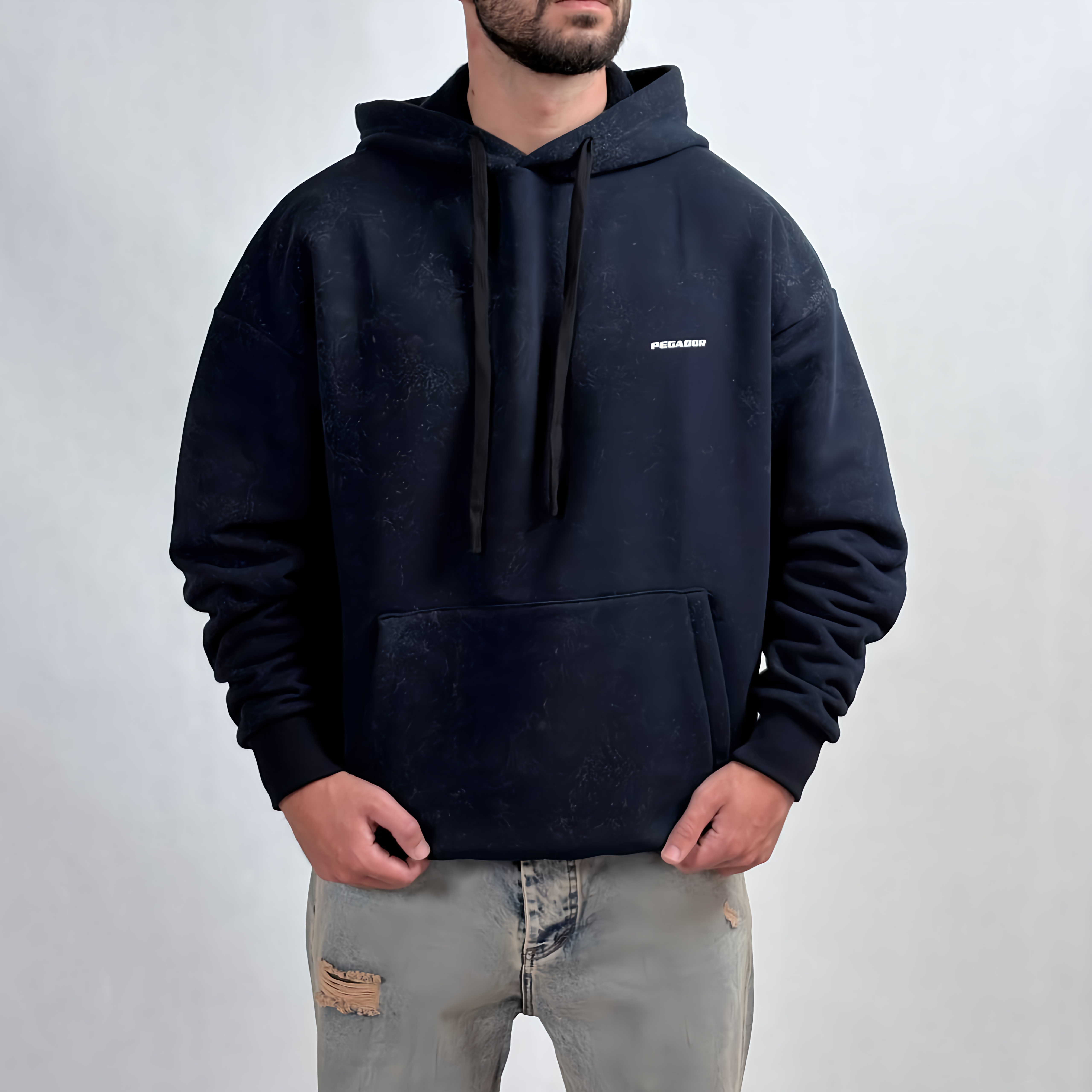 هودی پنبه سه نخ سرمه ای مدل پگادور