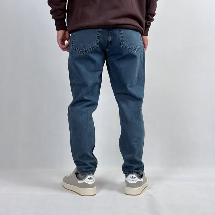 شلوار جین مام فیت مردانه آبی طرح زاپ