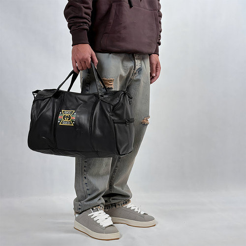 ساک ورزشی مشکی مردانه مدل چرم مصنوعی