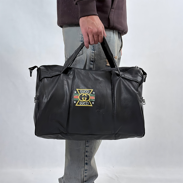 ساک ورزشی مشکی مردانه مدل چرم مصنوعی