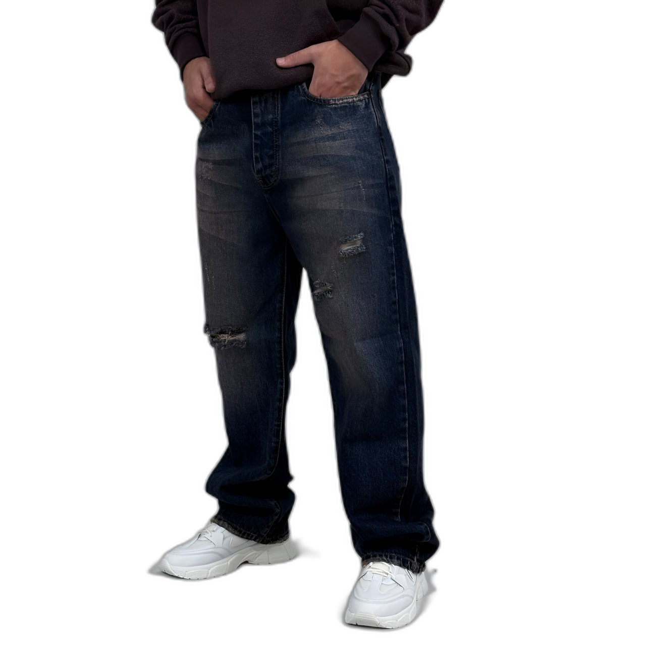 خرید شلوار بگ زاپ دار آبی