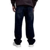 شلوار جین بگ مردانه آبی طرح زاپ