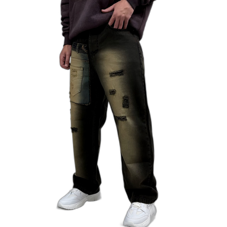 شلوار جین بگ کاستوم شده جیب عقب در جلو