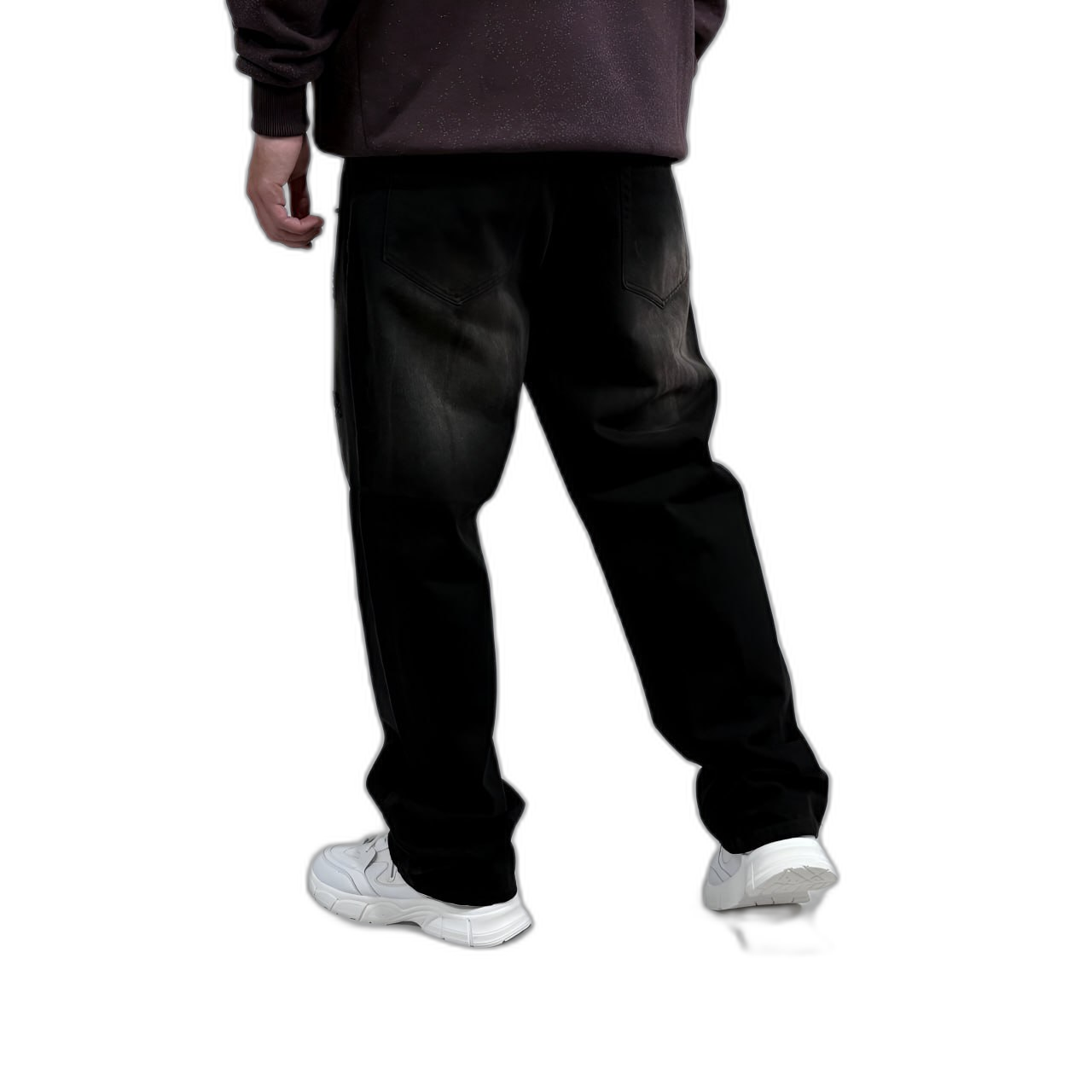 شلوار جین بگ مردانه مشکی طرح زاپدار