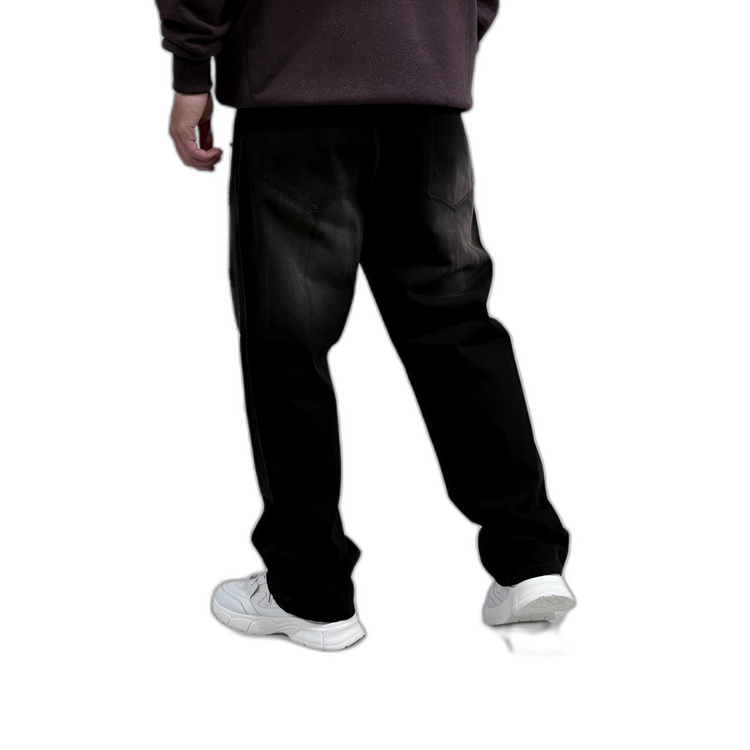 شلوار جین بگ مردانه مشکی طرح زاپدار