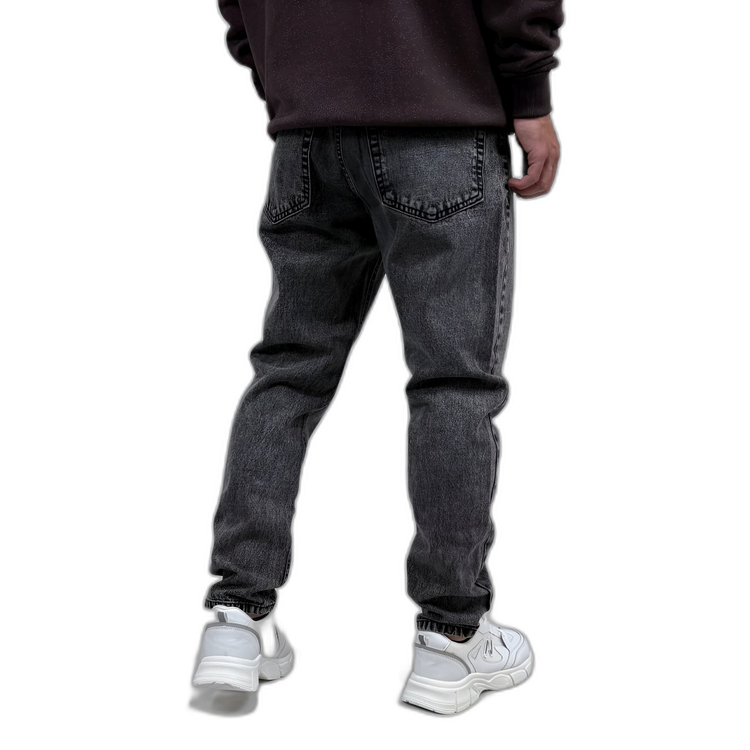 شلوار جین مام فیت مردانه طوسی طرح ساده