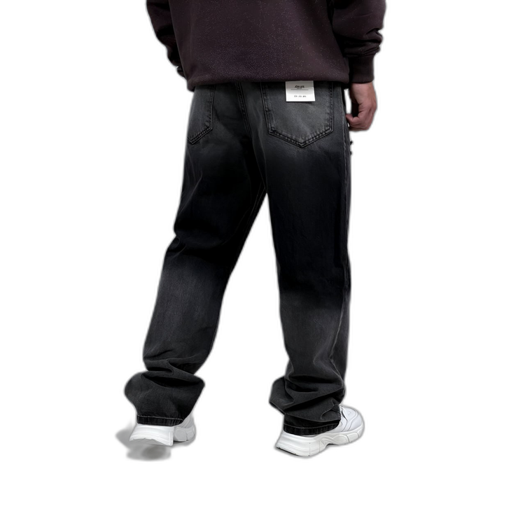 شلوار جین بگ مردانه طوسی مشکی مدل دورنگ