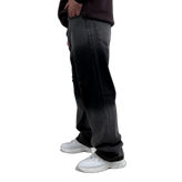 شلوار جین بگ مردانه طوسی مشکی مدل دورنگ