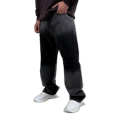 شلوار جین بگ مردانه طوسی مشکی مدل دورنگ