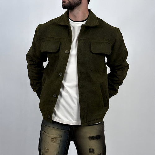 پیراهن کتی فوتر مردانه سبز مدل دوجیب