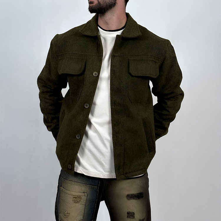 پیراهن کتی فوتر مردانه سبز مدل دوجیب