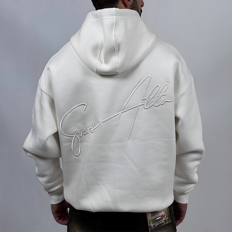 هودی پنبه سه نخ سفید مدل مینمیال ATT