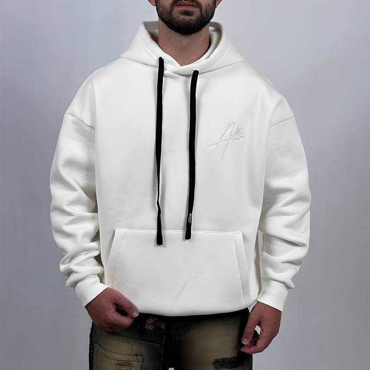 هودی پنبه سه نخ سفید مدل مینمیال ATT