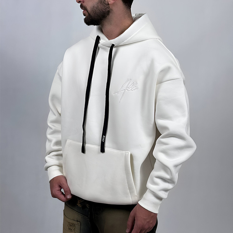 هودی پنبه سه نخ سفید مدل مینمیال ATT