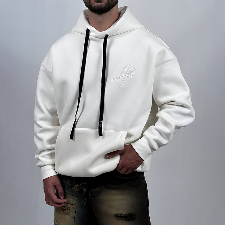 هودی پنبه سه نخ سفید مدل مینمیال ATT