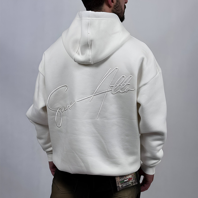 هودی پنبه سه نخ سفید مدل مینمیال ATT