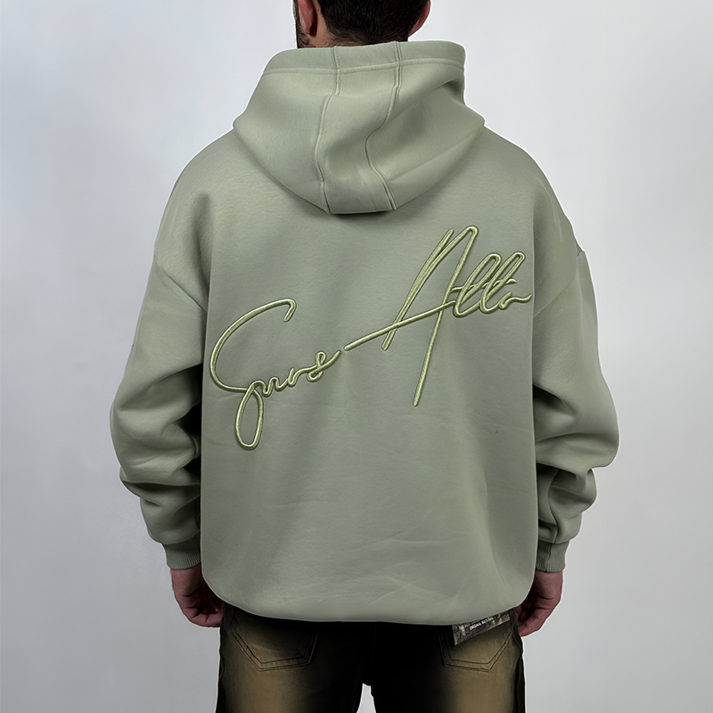 خرید هودی پنبه سه نخ سبز مدل مینمیال ATT