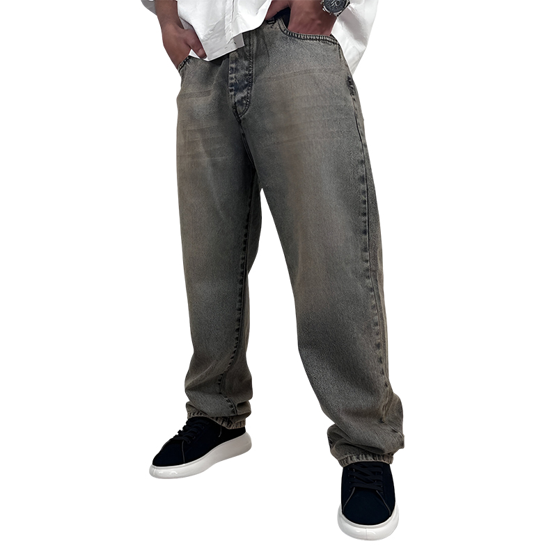 شلوار جین بگ مردانه طوسی مدل ساده| خرید اقساطی لباس