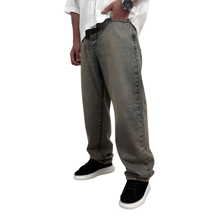 شلوار جین بگ مردانه طوسی مدل ساده | خرید اقساطی لباس