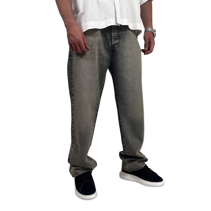 شلوار جین بگ مردانه طوسی مدل ساده| خرید اقساطی لباس