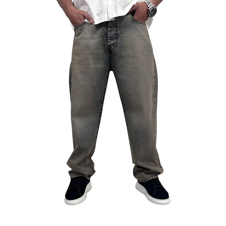 شلوار جین بگ مردانه طوسی مدل ساده| خرید اقساطی لباس