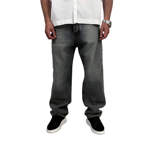 خرید شلوار جین بگ مردانه طوسی شسته مدل ساده| شلوار بگ مردانه ترپ پی
