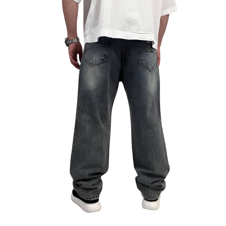 شلوار جین بگ مردانه طوسی شسته مدل ساده| شلوار بگ مردانه ترپ پی