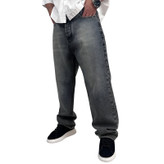 شلوار جین بگ مردانه طوسی شسته مدل ساده| شلوار بگ مردانه ترپ پی