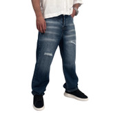 شلوار جین بگ مردانه آبی مدل براش| خرید انواع شلوار بگ