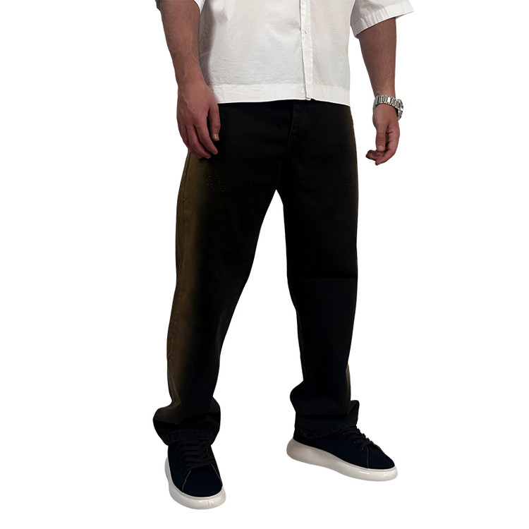 شلوار جین بگ مردانه مشکی قهوه ای مدل دورنگ| شلوار بگ وایت رز