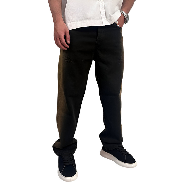 شلوار جین بگ مردانه مشکی قهوه ای مدل دورنگ| شلوار بگ وایت رز