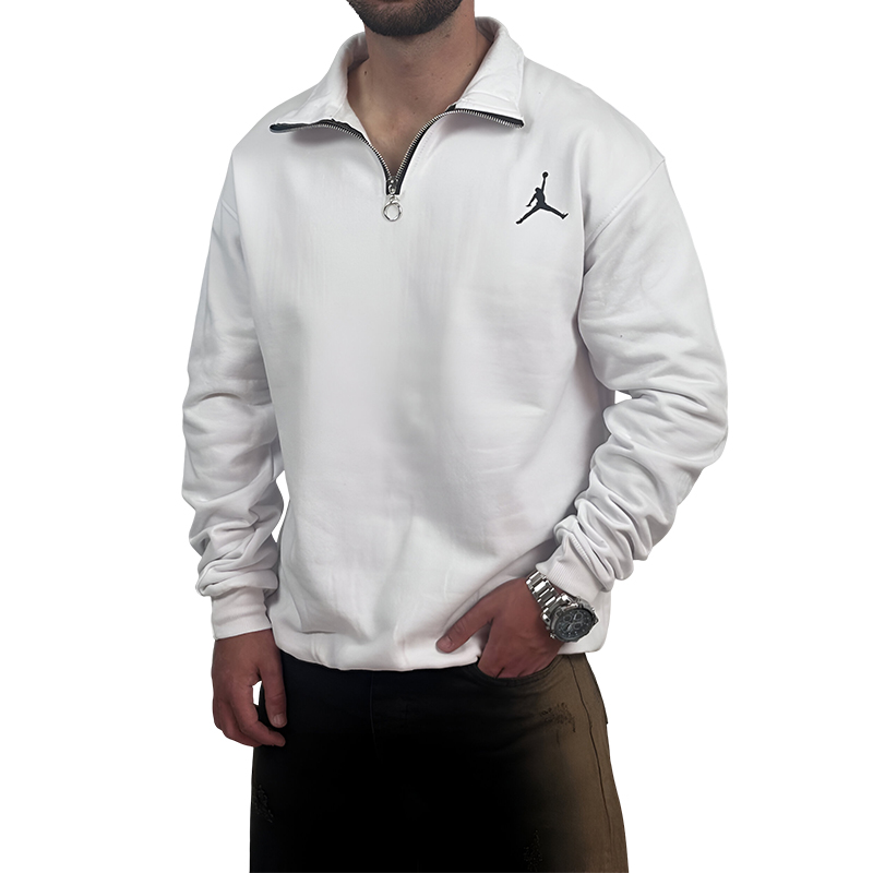 دورس مردانه یقه نیم زیپ سفید مشکی مدل جردن